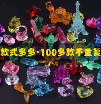 Children Crystal Gemstone Toys Girl Diamond Plastic Acrylic Heart Treasure Boy Girl Colorful Treasure Chest Box