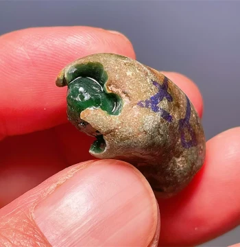 A83858 Natural Myanmar Jadeite Rough Stone from Old Pit Hou Jiang Mine, Colored Material for Blue Water Ring Face, Weight 20g