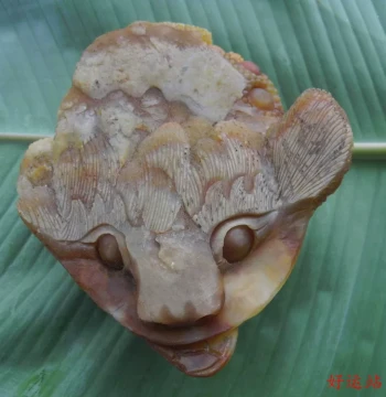 New Promotion Huanglong Jade Golden Toad Ornament Yellow Wax Stone Jade Decorative Ornamental Strange Stone Craft Gemstone Hand-Carved Piece