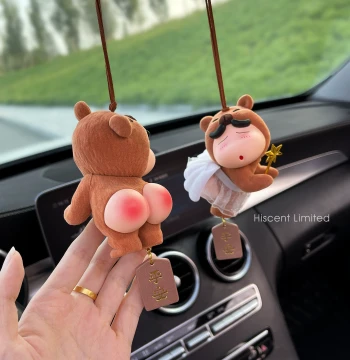 Angel Cute Shin-chan Flocked Car Pendant, Auto Interior Ornament, Safety Car Hanging, Rearview Mirror Dangle Charm
