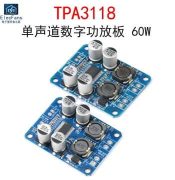 TPA3118 Mono Digital Amplifier Board PBTL Module 60W - Class D Audio Amplifier Circuit for Speakers