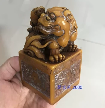 Ming Qing Qianlong Mother and Child Pixiu Jade Seal Imitation Shoushan Stone Pixiu Stamp Official Promotion Seal Collectible Miscellaneous