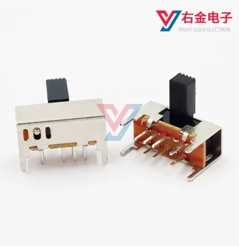 SK23D05 3-Position Horizontal Slide Switch 8-Pin Side Lever with Mounting Pins for Audio Amplifier Left 3 Right 1