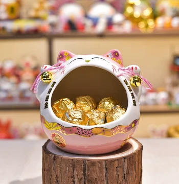 Creative Lucky Cat Candy Jar: Entryway Key Storage Box, Modern Minimalist Home Decor for TV Stand or Cosmetic Organization