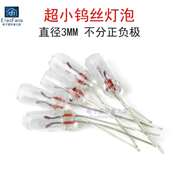 Non-Polarized 3MM Rice Bulb, Ultra-Small Tungsten Filament Lamp, 3V 6V 12V Warm White/Yellow Light AC Incandescent Lamp