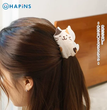 Japan HAPiNS Calico Cat Shark Clip Hair Clip for Thin Hair Half-Up Style Back of Head Hair Clip Hair Accessory Hair Claw