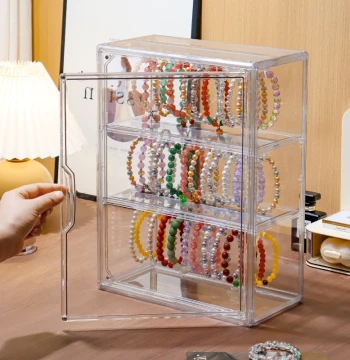 Crystal DIY Bracelet Storage Box Transparent Dust-Proof Display Case for Bangles, Bracelets, Keychains, and Jewelry