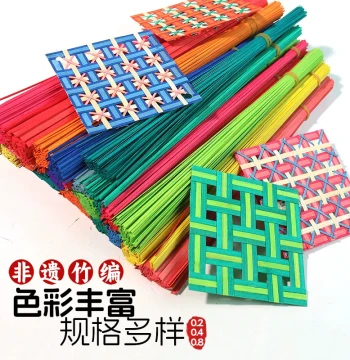 Bamboo Strips and Weaving Materials, DIY Craft Kit for Kids, Bamboo Splits for Intangible Cultural Heritage Student Team Building