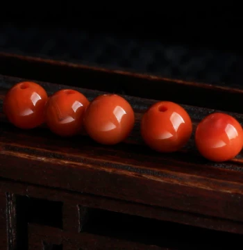 Sichuan Material Natural Waxi South Red Agate Loose Beads Round Beads Old-Style Beads Persimmon Red Full Flesh Full Color DIY Matching Beads