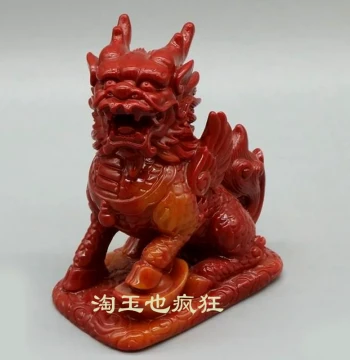 Home Entryway Living Room Windowsill New Chinese Style Feng Shui Auspicious Ornament Imitation Shoushan Stone Qilin Jade Wealth-Attracting Pixiu