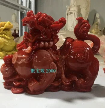 Shoushan Stone Wealth-Attracting Pixiu Ornament Imitation Yellow Dragon Jade Feng Shui Pi Xiu Turquoise Living Room New House Decoration Gift Opening Ceremony
