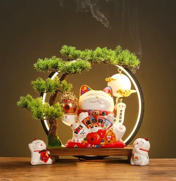 Creative Lucky Cat Figurine for Shop Front Counter Cashier Auto-Waving Fortune Cat Home Decor Grand Opening Gift