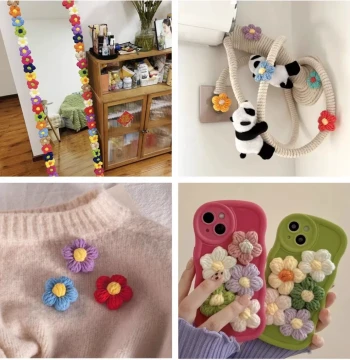 DIY Mirror Decorative Frame Kit: Puff Flower Knitted Yarn Materials for Full-Length Mirror Creative Handmade Makeover