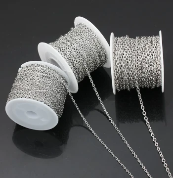 Non-Fading Stainless Steel 304 Titanium Steel Flat Round O-Link Chain Welded Fine Chain for Making Bracelets Necklace Materials Accessories