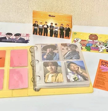 Fan Merchandise Storage 4-Grid Compact Thick Inner Pages Album for 5-inch Photos, Custom 7-inch Postcard Binder, Ins Style Korean Idol Transparent Card Loose-Leaf Book