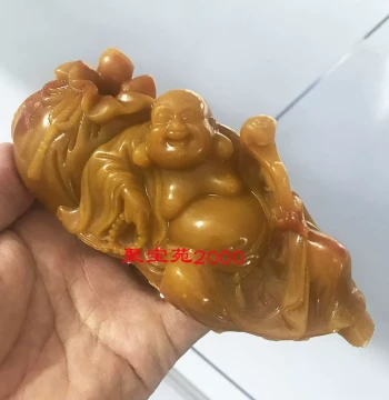 Yellow Dragon Jade Money Bag, Ruyi Maitreya Buddha Ornament, Yellow Jade Treasure Bowl, Laughing Buddha Car/Home Decor, Wealth-Attracting Big-Belly Buddha