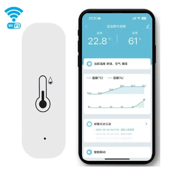 WiFi Temperature and Humidity Sensor with App Remote Monitoring High/Low Temperature Alarm and History Recording