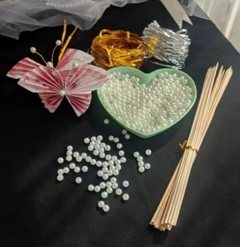Complete Set of Cable Ties Money Flower Gold Wire Tying Iron Wire Beads Money Flower Making Silver Wire Material Kit Large Butterfly