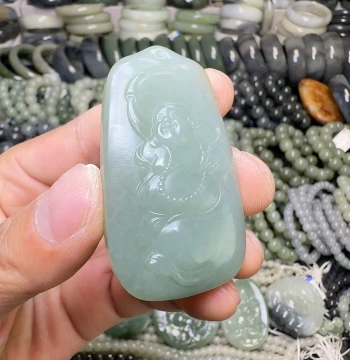 Hetian Jade Powder Green Seed Material 38.4g