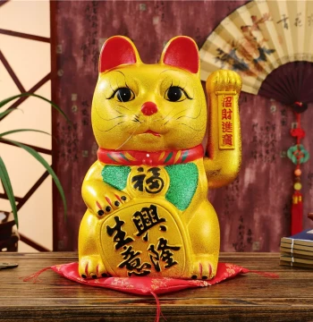 Lucky Cat Ornament Automatic Waving Hand Small and Large Sizes Shop Opening Housewarming Home Living Room Cash Register Creative Gift