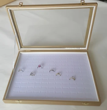 Hundred-Ring Tray Box Storage for Rings, Earrings, Studs, Jade Rings, Jewelry Display Case with Transparent Cover Customizable