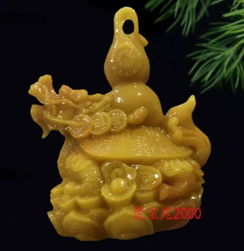 Imitation Yellow Dragon Jade Turtle Ornament Jade Gourd Dragon Turtle Dragon Head Turtle Body Living Room Entryway Office Shop Wealth Attracting Display