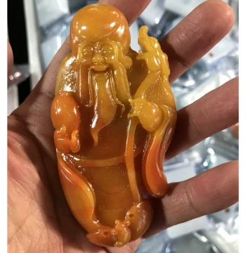Yunnan Yellow Dragon Jade Raw Stone Shouxing Hand Piece Imitation Tianhuang Jade Fulushou Handheld Toy Gift for Men and Women