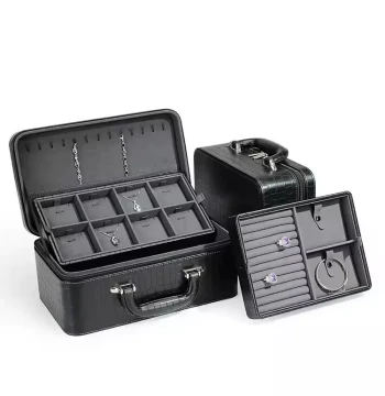Crocodile Pattern Jewelry Box, Necklace Ring Bracelet Storage Box, Premium Large Capacity Jewelry Suitcase Portable