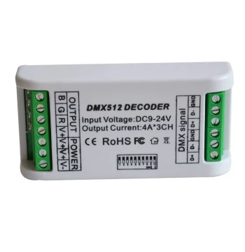 3CH 4CH LED Decoder with DIP Switch, DMX512 Constant Voltage Control, RGBW Light Strip Mini Controller