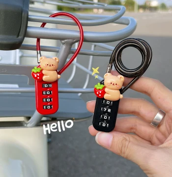 Electric Vehicle Helmet Lock, Combination Lock, Cute Cartoon E-Bike/Bicycle Basket Lock, Safety Helmet Lock, Anti-Theft Device