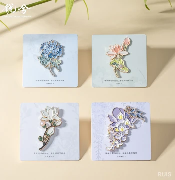 Floral Brooch and Fridge Magnet with Magnolia and Wisteria Design