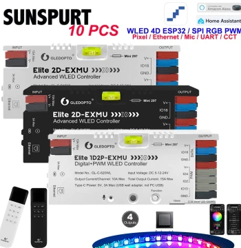WLED ESP32 4-Channel Ethernet RGB Controller for SPI Addressable LED Strips with PWM Single/Dual Color Support