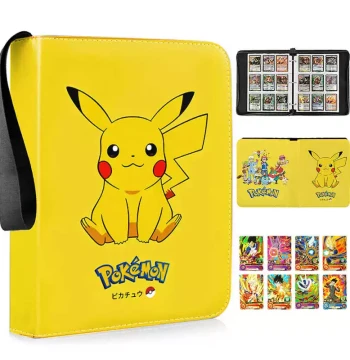 Pokemon Card Album Collection Binder. Leather Zippered Card Storage Book. Loose-Leaf Peripheral Collector's Protector Case.