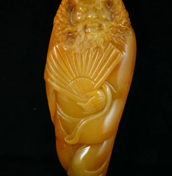 Storewide 20% Off: Yunnan Baoshan Huanglong Jade Seed Material Premium Figurine and Handpiece 'Zhong Kui' by Moon Stone Workshop