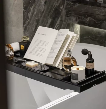 WU WUXIWU Hotel Model Room Bathroom Ornament Bathroom Lotion Aromatherapy Solid Wood Drainage Bathtub Rack Soft Decoration