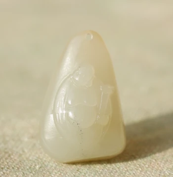 Wang Shizhai Jewelry - Xinjiang Seed Material Hetian Jade Maitreya Laughing Buddha Pendant, Natural Moist Finish Small XY7