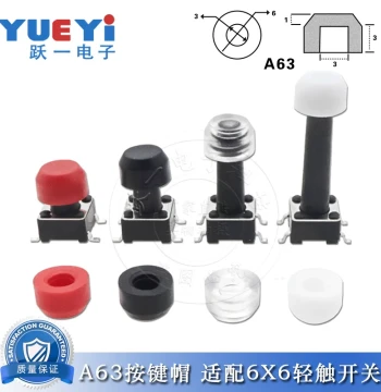 A63 Keycap Round Silicone 6x6 Tactile Switch Transparent Multi-color Button Cap Waterproof Size 4*6 (20 pcs)