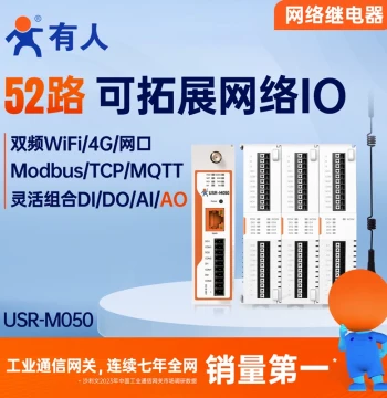 USR Remote IO Controller with ModBus Protocol, Dual-Band WiFi/Ethernet/4G Network Relay USR-M050