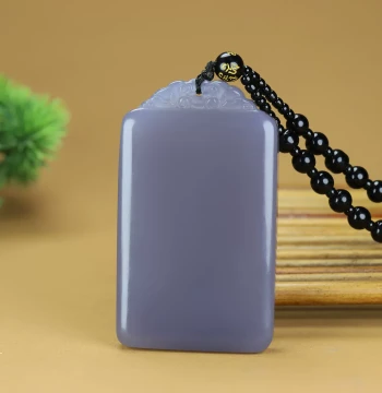 Hetian Jade Smoky Purple Peaceful Safety Pendant for Men and Women, Large Xinjiang Jade Auspicious Jade Ornament Necklace