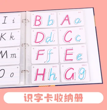 Flashcard Storage Binder for Kindergarten, Quick Reading Character Card Collection Album, 6*9/7*10 Vertical Cards Loose-Leaf, 5.5*5.5 Square Card Protectors, Children's New Character Recognition and Vocabulary Book, 8*8 Card Album