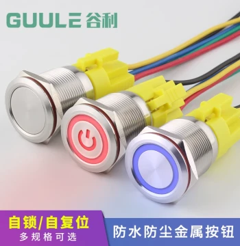 GUULE Metal Push Button Switch, Waterproof, Self-Locking and Self-Resetting, 12/16/19/22MM Small Round 24V with LED Light
