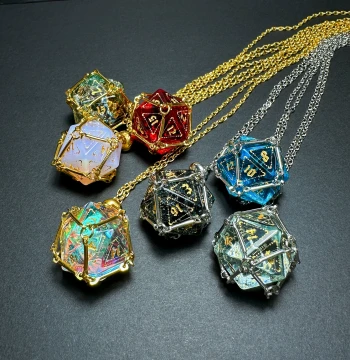 Tabletop RPG Gem Dice Necklace d20 Cthulhu Dungeons & Dragons CoC Baldur's Gate 3 Warhammer DnD