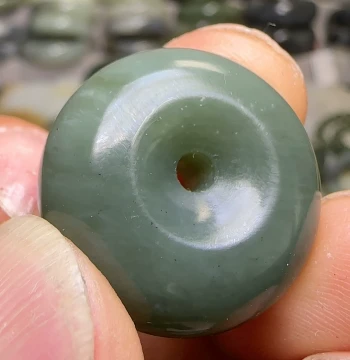 Hetian Jade Seed Material Sha Zao Qing 24mm 12.9g