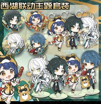 Genshin Impact Merchandise Set with Badges, Standees, and Keychains