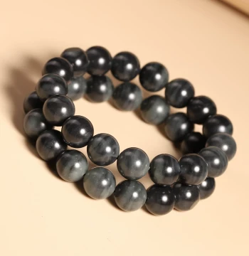 Xinjiang Hetian Jade Blue-and-White Seed Material 12.2mm Single-Loop Bracelet for Men and Women, Natural Authentic Jade Pendant