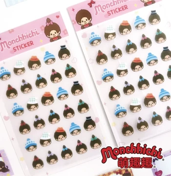 Monchhichi Cute Cartoon Journal Authentic Double Transparent Stickers Shaped Sticker Pack
