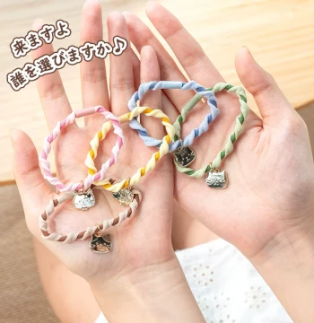 Japan [Metal Cat Head] HAPiNS Cute Color-Block Hair Tie High-Elastic Rubber Band for Girls' Hair Styling Hair Ring