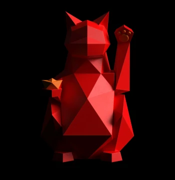 Qinghongzaobai Creative Geometric Lucky Cat Ornament 2025 New Company Gift Housewarming Opening Present
