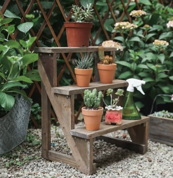 Zuoan Maitian Allfond Series Wooden Vintage Garden Three-Tier Small Plant Stand Ladder Shelf
