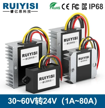 RUIYISI DC Power Supply 36V 48V to 24V 1A-80A Converter Step-Down Module 30V-60V to 24V